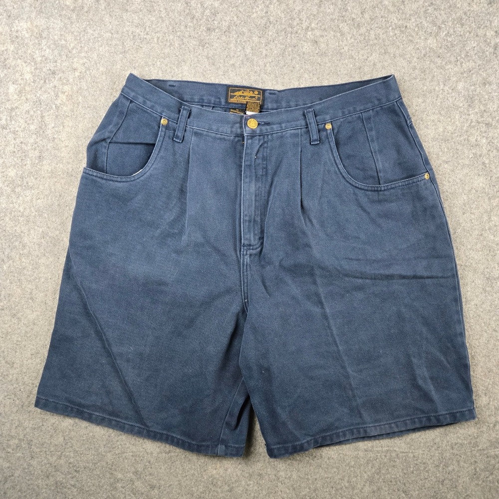 Vtg Eddie Bauer Pleated Shorts Womens 18 Navy Blue 90s Gorpcore Mom Shorts